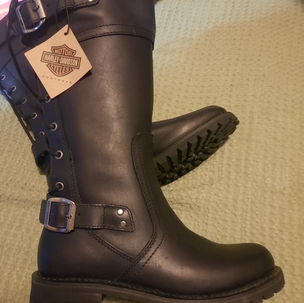 Harley-Davidson Women's Black Leather Combat Boots